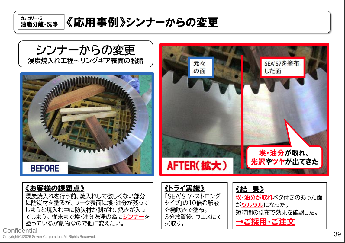 SEA'S 7 によるシンナーからの変更応用事例